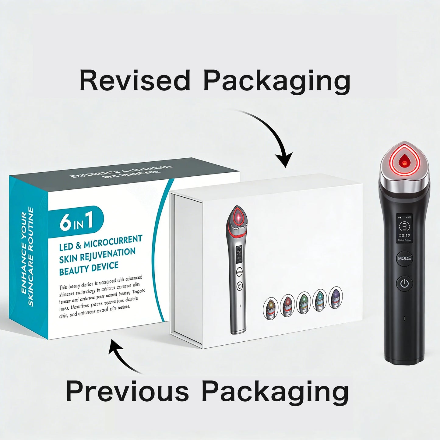 P Age Boosters Pro R 6 in1 Handheld Facials RF EMS Machine Personals Care Face Massage Electric LED Beauty Device