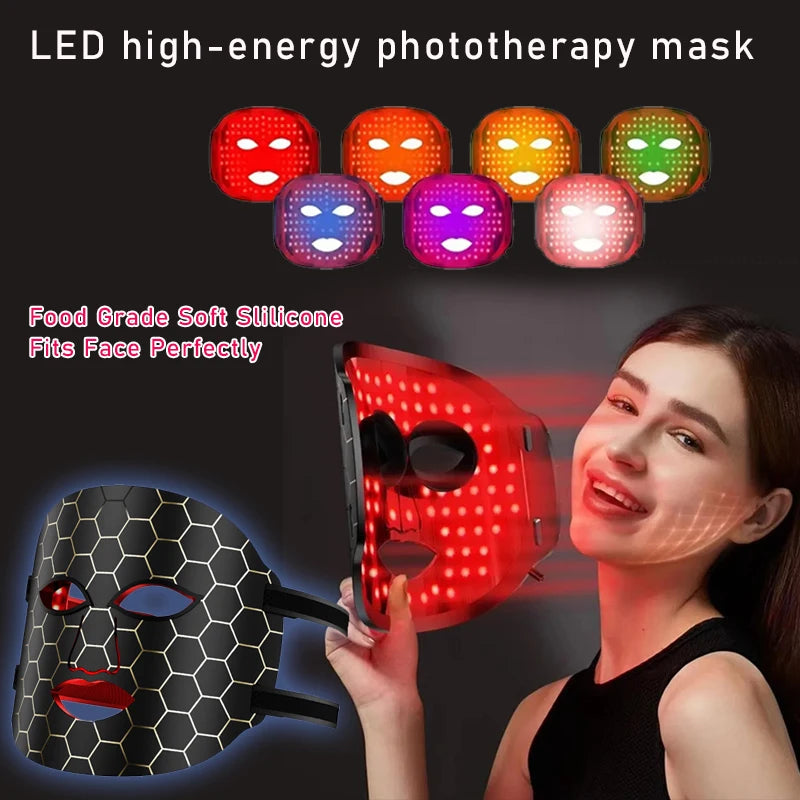 7 Colors Phototherapy Red Light Skin Smoothing Whitening Anti-Aging Wrinkle LED Silicone Beauty Mask