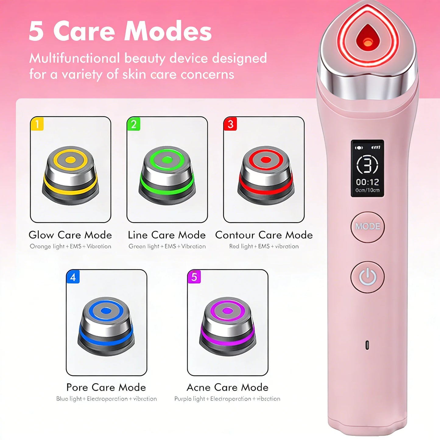 P Age Boosters Pro R 6 in1 Handheld Facials RF EMS Machine Personals Care Face Massage Electric LED Beauty Device