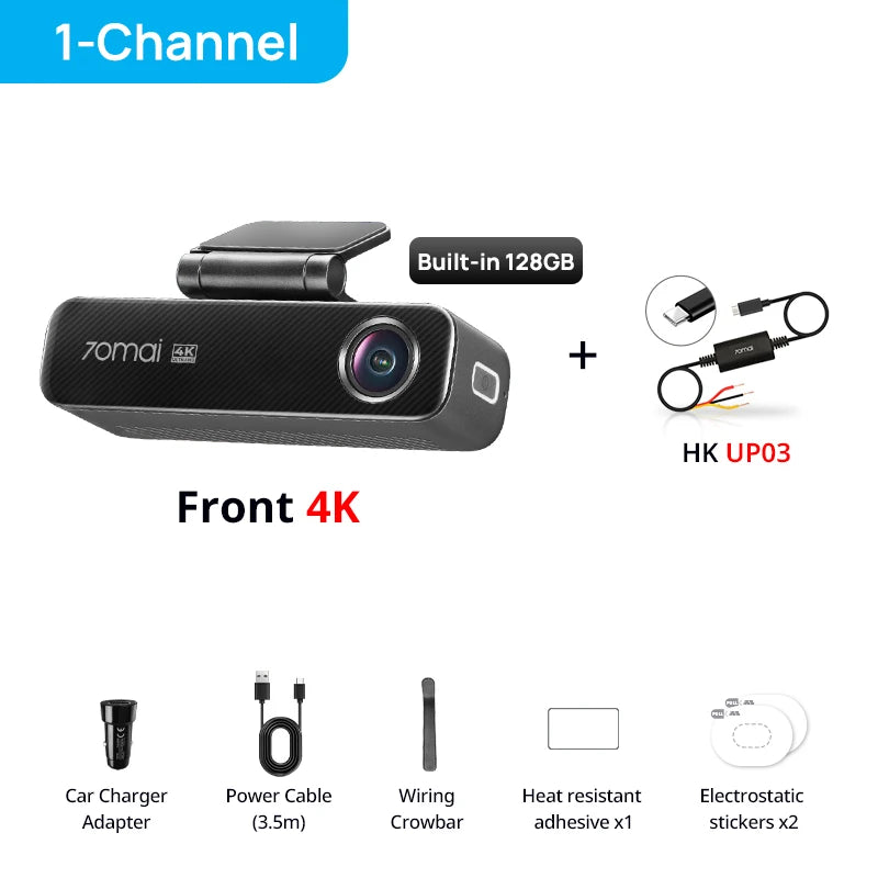 70mai Dash Cam 4K M800 eMMC 128GB HDR Built-in GPS ADAS 24H Parking Monitor LTE 4G Compatible Voice Control Car DVR 70mai M800