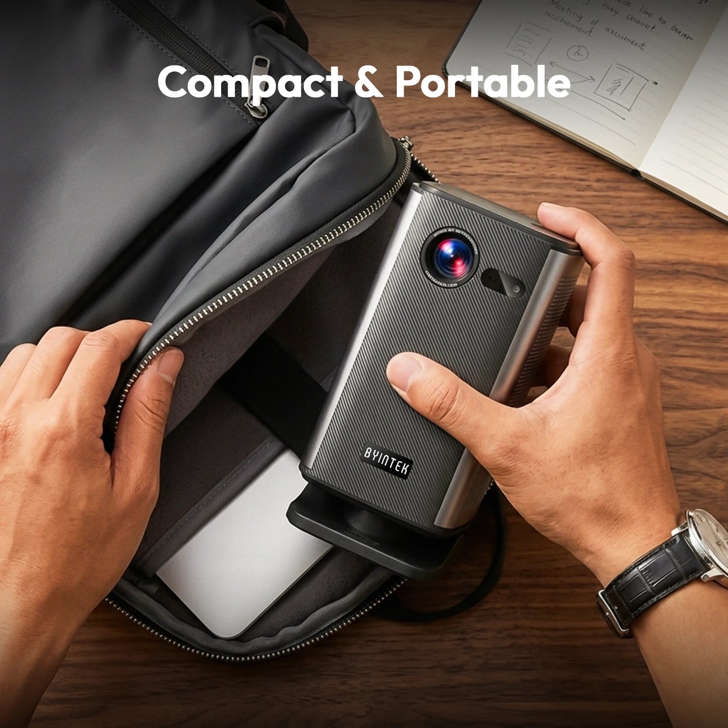 BYINTEK P70X Portable Mini Projector with Built-in Battery 4K Support 3D Wifi for Outdoor Movie Night Home Theater Projectors