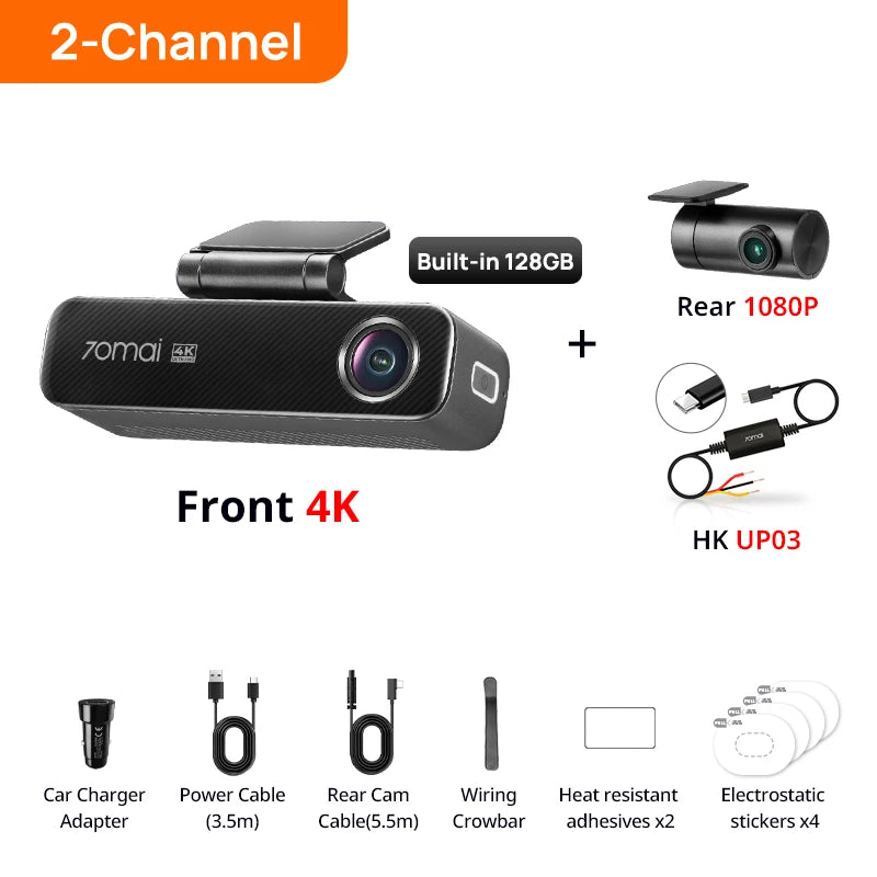 70mai Dash Cam 4K M800 eMMC 128GB HDR Built-in GPS ADAS 24H Parking Monitor LTE 4G Compatible Voice Control Car DVR 70mai M800