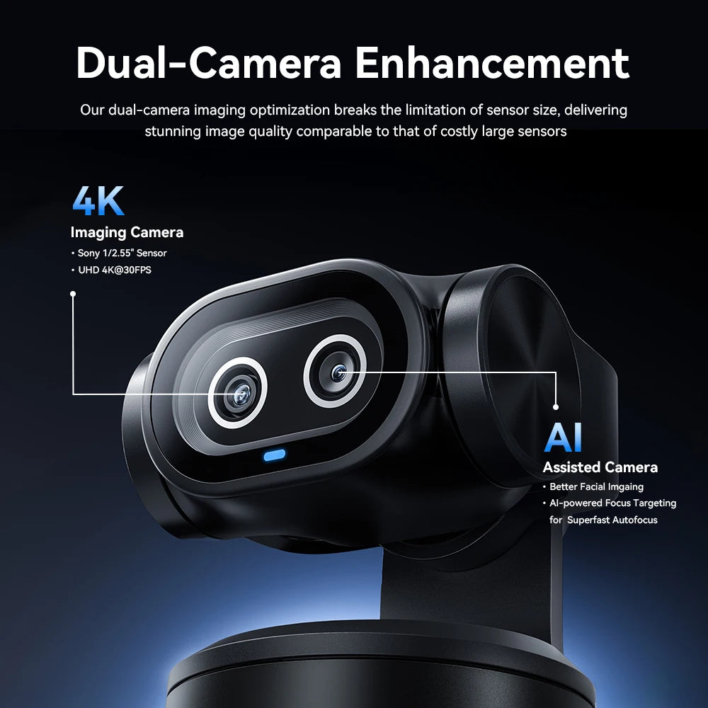 4K Webcam PTZ Web Camera EMEET PIXY Dual-Camera AI Tracking Video Camera for Streaming With SonySensor Gesture Control Autofocus