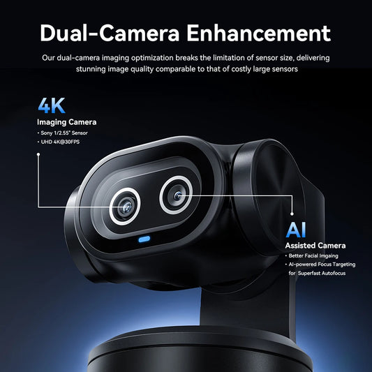 4K Webcam PTZ Web Camera EMEET PIXY Dual-Camera AI Tracking Video Camera for Streaming With SonySensor Gesture Control Autofocus