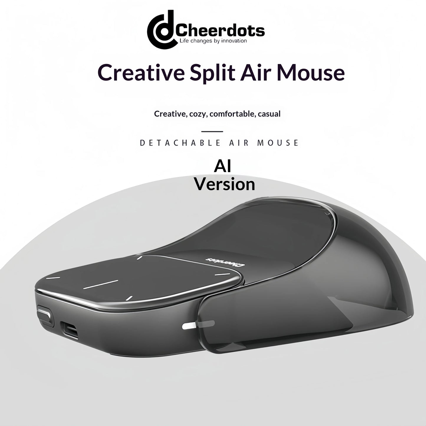 Cheerdots2 Smart AI  Magnetic Split Air Mouse Wireless Bluetooth Dual Mode Compatible with Mac, Android, iOS windwos Compact
