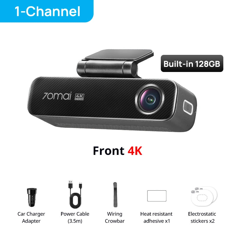 70mai Dash Cam 4K M800 eMMC 128GB HDR Built-in GPS ADAS 24H Parking Monitor LTE 4G Compatible Voice Control Car DVR 70mai M800
