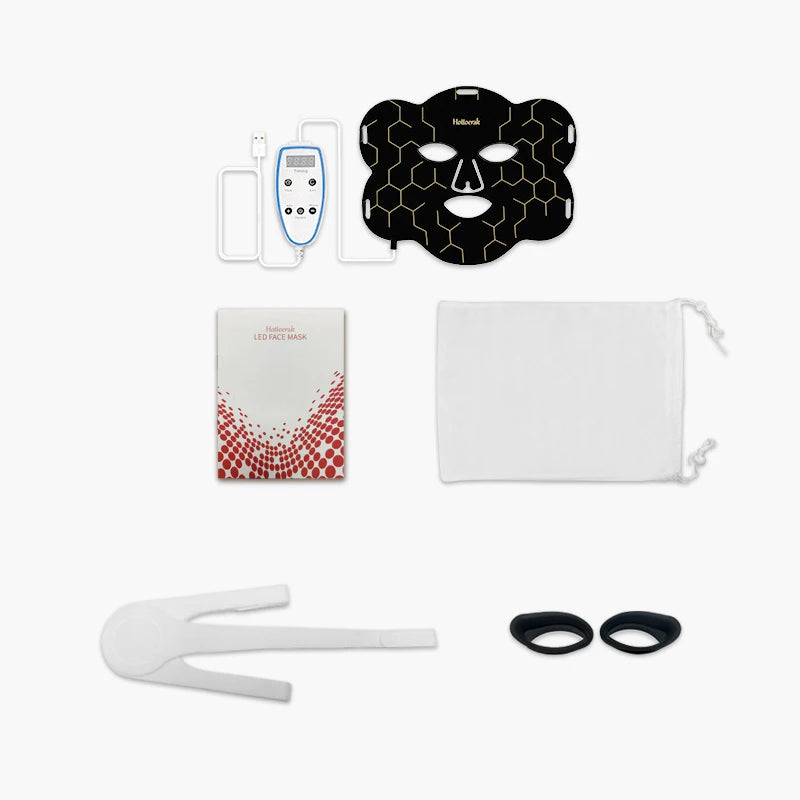 Advanced LED Facial Mask with Neck Care - 7 Color Photon Therapy for Anti-Aging & Acne, Wireless & Rechargeable