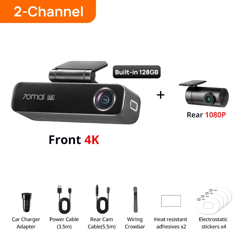 70mai Dash Cam 4K M800 eMMC 128GB HDR Built-in GPS ADAS 24H Parking Monitor LTE 4G Compatible Voice Control Car DVR 70mai M800