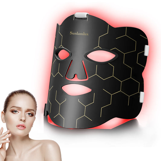 Advanced LED Facial Mask with Neck Care - 7 Color Photon Therapy for Anti-Aging & Acne, Wireless & Rechargeable