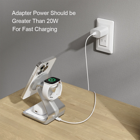 Bonola Magnetic 3 in 1 Wireless Charger for iPhone 17/16/15/13/14/12 30W Wireless Charging Station for Apple Watch/AirPods Pro